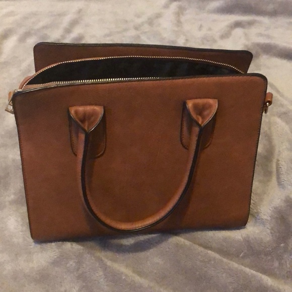 Forever21 Tan Faux Leather Shoulder Tote Bag - Picture 1 of 8